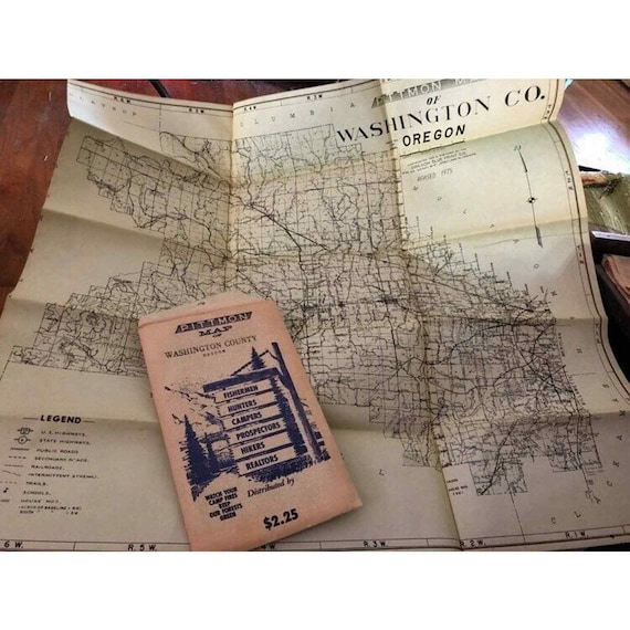 2 Vintage Washington County OR Maps & Columbia River Tectonic  Etsy
