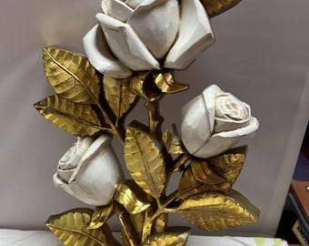Vintage 1973 Syroco Roses Wall Plaque Resin Floral Flower Wall Decor