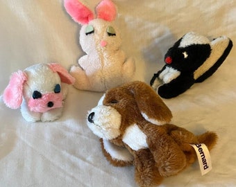 Animali di peluche Russ Berrie vintage degli anni '70: Bernard, Cream Puff, Bonny, Skunk