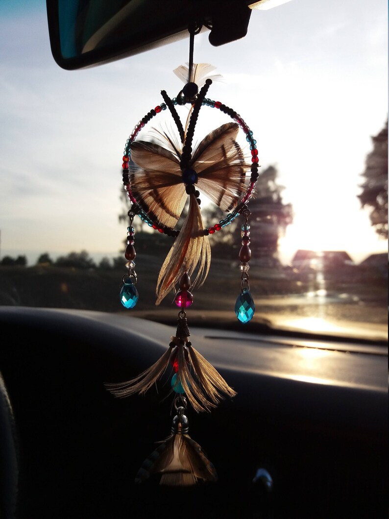 Rainbow DreamCatcher Rearview car mirror charm Car ornament Etsy