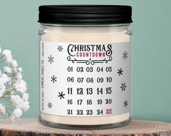Countdown to Christmas Candle, Christmas Soy Candle, Advent Calendar Candle, Christmas Decor, Hand poured soy candle, Holiday candle