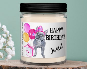 Happy Birthday French Bulldog Candle, Pet Candle, Dog Lover Gift, Gift For Dog Owner, French Bulldog Candle, Funny Candle, Frenchie Mom