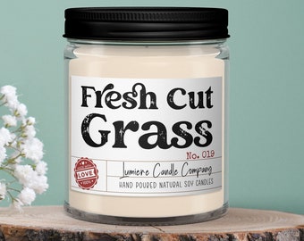 Fresh Cut Grass Soy Candle, Man Candle, Working Man Scents, Wet Grass, Mowing Grass, Gift for dad, Candles for men