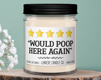 Would Poop Here Again, Funny Candle, Bathroom Candle, Soy Candle, Funny Bathroom Decor, Custom Candle, Funny Soy Candle, Bathroom Decor,