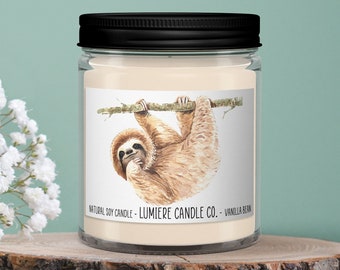 Sloth Candle: Funny Soy Candle, Animal Lover Gift