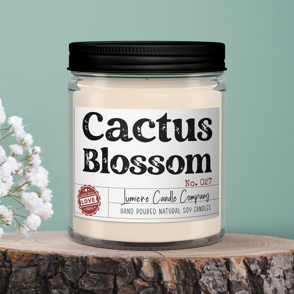 Cactus Blossom Scented Candle, Gift for Her, Best Friend Gift, Housewarming Gift, New Home Gift, Floral Scented, Flower Candle, Plant Lover