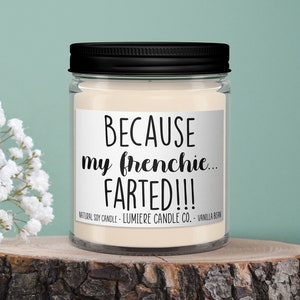 Because my Frenchie Farted Scented Candle l Pet Candle l Dog Lover Gift l Gift For Dog Owner l French Bulldog Candle l Funny Candle