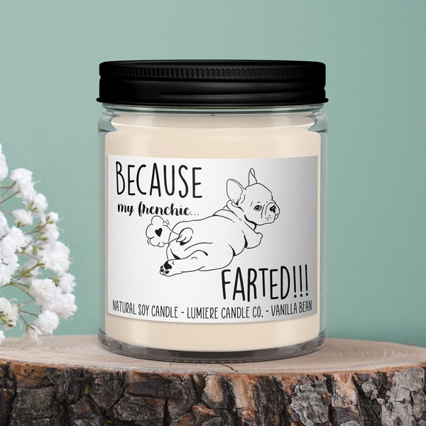 Because my Frenchie Farted Scented Candle l Pet Candle l Dog Lover Gift l Gift For Dog Owner l French Bulldog Candle l Funny Candle
