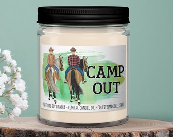 Camp Out - Equestrian Collection! - Soy Candle Jar - Horse Lover, Equestrian Gift, Equestrian Candle, Horse Candle, Saddle Candle, Horse