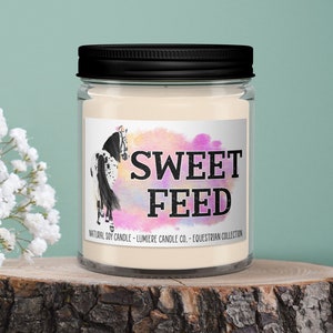 SWEET FEED - Equestrian Collection! - Soy Candle Jar - Horse Lover, Equestrian Gift, Equestrian Candle, Horse Candle, Saddle Candle, Horse