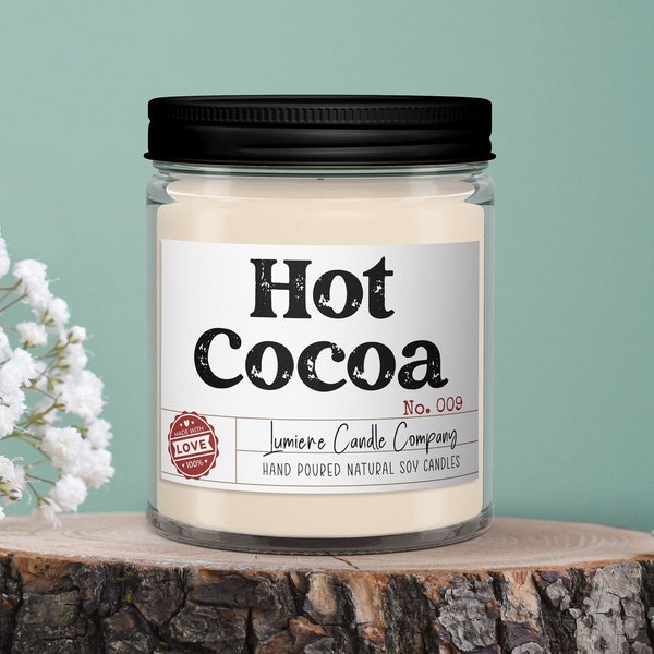 HOT COCOA scented Soy Candle Jar, Scented Soy Candles, Hand Poured Soy Candles, Soy Candles Handmade, Hot Chocolate Candle, Winter Candle