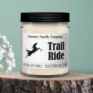 TRAIL RIDE - Equestrian Collection! - Soy Candle Jar - Horse Lover, Equestrian Gift, Equestrian Candle, Horse Candle, Saddle Candle, Horse