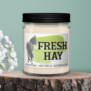 FRESH HAY - Equestrian Collection! - Soy Candle Jar - Horse Lover, Equestrian Gift, Equestrian Candle, Horse Candle, Saddle Candle, Horse