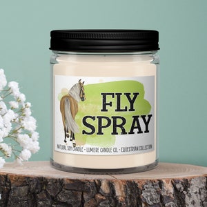 FLY SPRAY - Equestrian Collection! - Soy Candle Jar - Horse Lover, Equestrian Gift, Equestrian Candle, Horse Candle, Saddle Candle, Horse