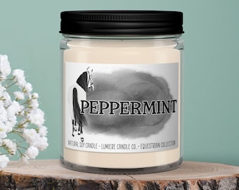 PEPPERMINTS - Equestrian Collection! - Soy Candle Jar - Horse Lover, Equestrian Gift, Equestrian Candle, Horse Candle, Saddle Candle, Horse