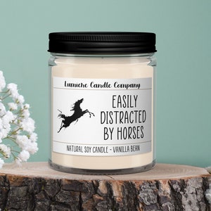 Easily Distracted By Horses candle, Equestrian Candle, Horse Candle, Gifts for Horse Lovers, Equine Candle, Horse Lover Gift, Riding Horses