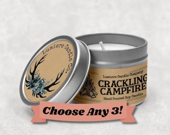 Pick Any 3 Scented Soy Candle Tins: Hand Poured Candles