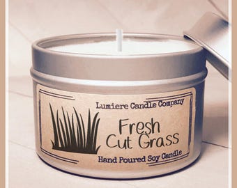 FRESH CUT GRASS  scent! Scented Soy Candle Tin, Scented Soy Candles, Hand Poured Soy Candles, Soy Candles Handmade, Candle Tin