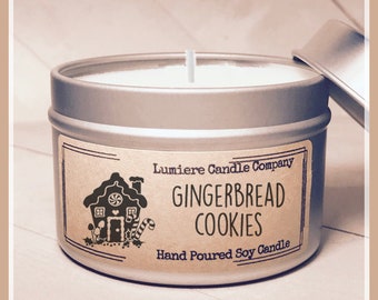 Gingerbread Scented Soy Candle: Hand Poured Christmas Holiday Candle