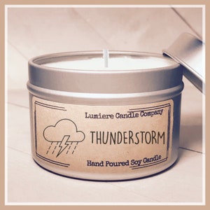 THUNDERSTORM scented Soy Candle Jar, Storm Candle, Summer Candle, Ocean Candle, Beach Candle, Seaside Candle, Rain Candle, Outdoors Candle