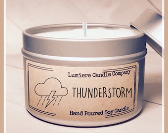 THUNDERSTORM scented Soy Candle Jar, Storm Candle, Summer Candle, Ocean Candle, Beach Candle, Seaside Candle, Rain Candle, Outdoors Candle