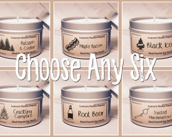 PICK ANY 6 scented Soy Candle Tins, Scented Soy Candles, Hand Poured Soy Candles, Soy Candles Handmade, Candle, Lumiere Candle Company