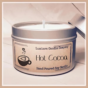 HOT COCOA scented Soy Candle Tin, Scented Soy Candles, Hand Poured Soy Candles, Soy Candles Handmade, Hot Chocolate Candle, Winter Candle