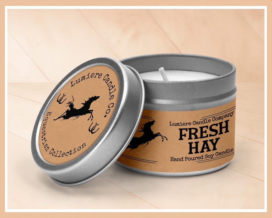 Fresh Hay Horse Soy Candle Tin - Equestrian Gift - Etsy