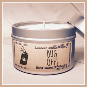 BUG OFF! scented Soy Candle, Citronella Candle, Bug Repellent Candle, Citronella Spray, Camping Candle, Mosquito Repellent, Outdoor Candle