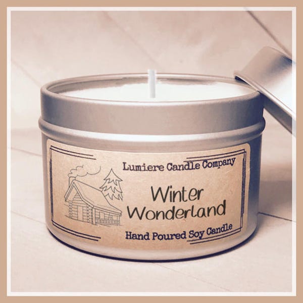 WINTER WONDERLAND scent! | Winter Candle | Candle Tin | Hand Poured Eco Friendly Natural Candles | Scented Soy Candles | Vegan Candle