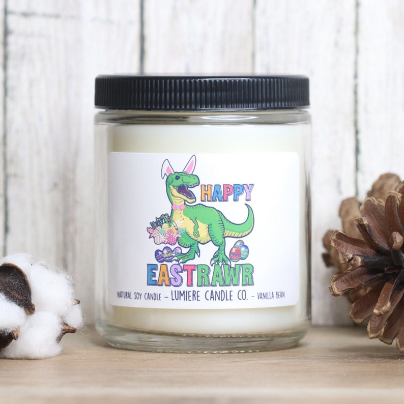 Easter Scented Candle Happy Easter Gift Easter Candle Personalized Easter gift Happy EasteRAWR Soy Candle Gift T-Rex Dinosaur
