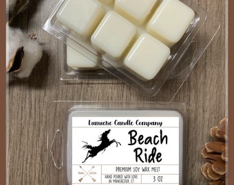 BEACH RIDE Equestrian Themed Soy Wax Melt Clamshell, Gifts for Horse Lovers, Horse Candles, Equestrian Gifts, Horse Crazy,