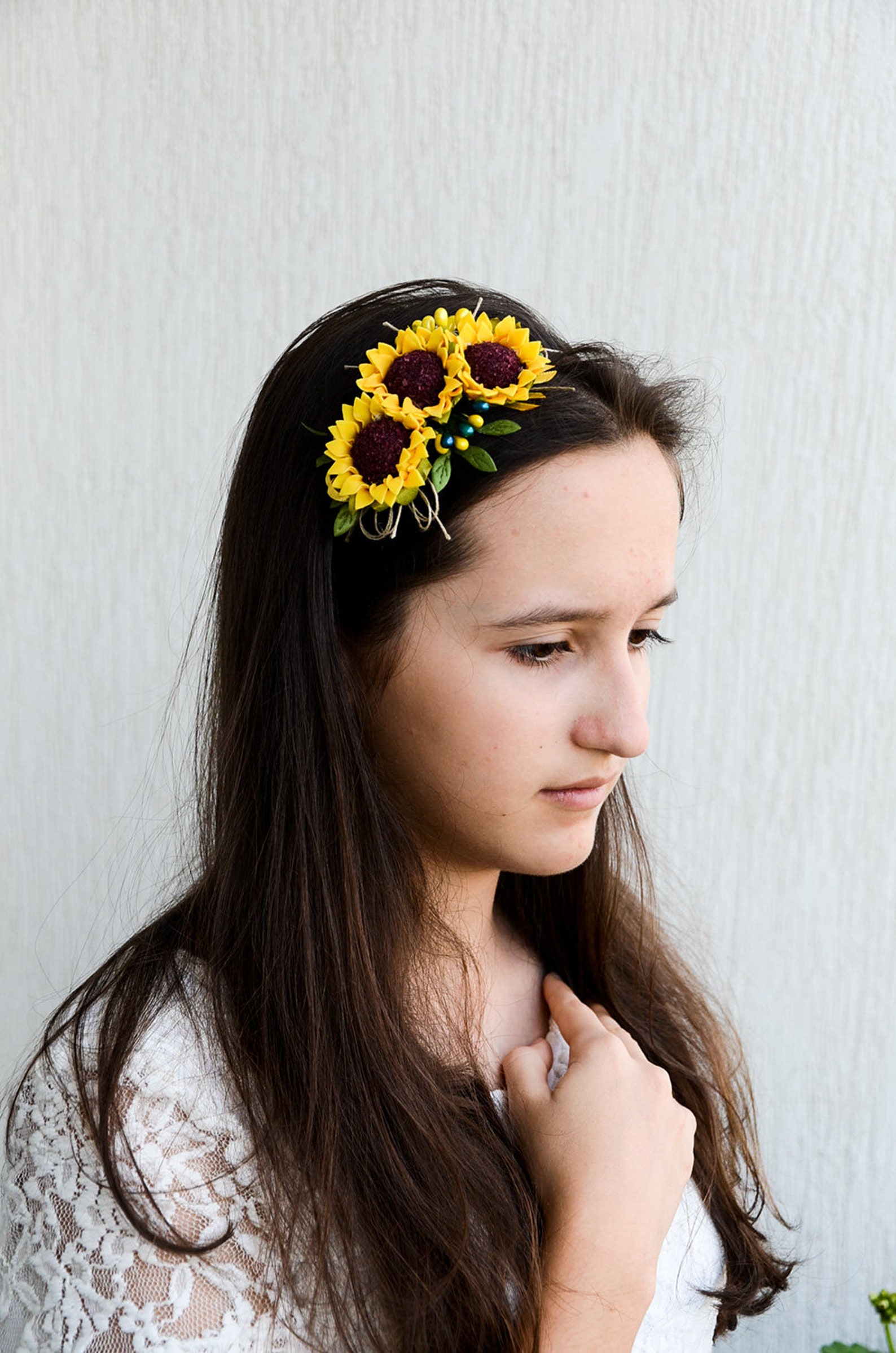 Sunflower hair comb Autumn Wedding headpiece Rustic bridal Etsy