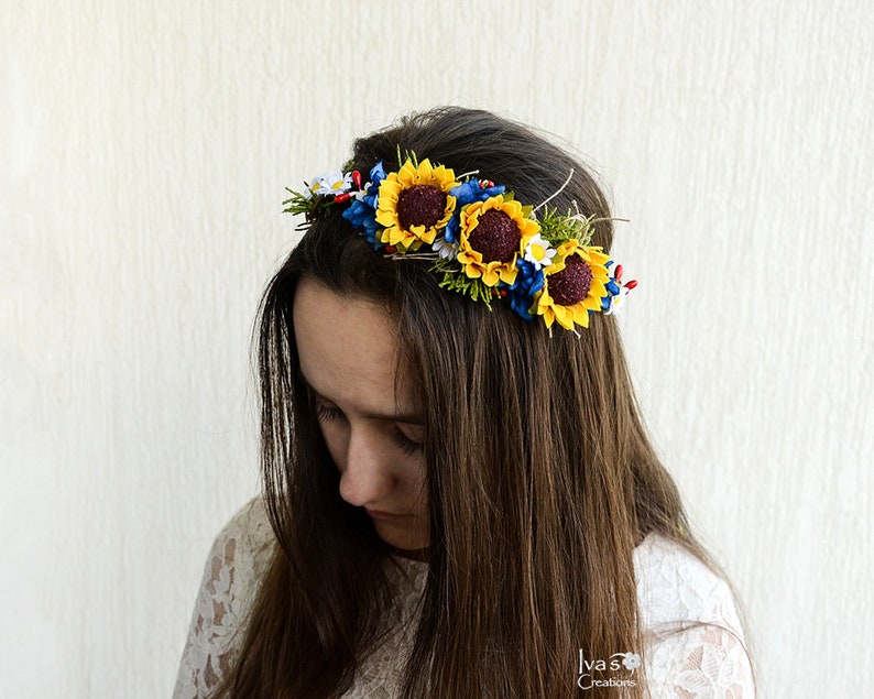 Sunflower hair crown Daisy Floral headband Summer wedding Etsy