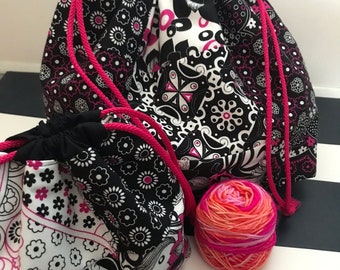 Patchwork Drawstring project bags 2