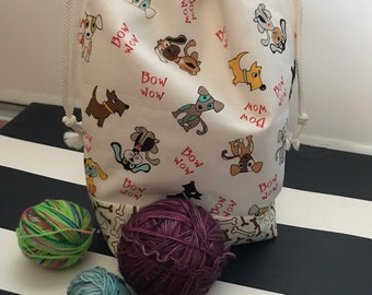 Drawstring project bag Dogs and Bones