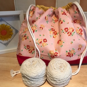 1930s repro fabric Drawstring project bag