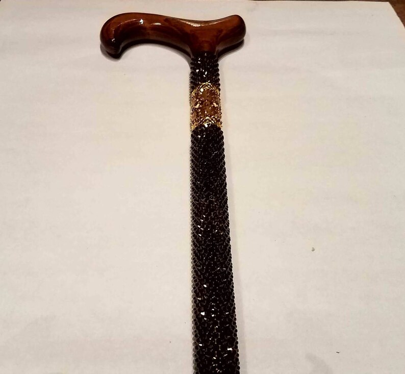 Swarovski Rhinestone Walking Cane With Gilded Collar Etsy