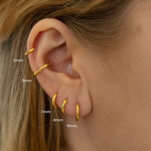 Gold plated mini hoop hoop earrings diameter 5,6,7,8 or 9 mm gift idea for girl woman