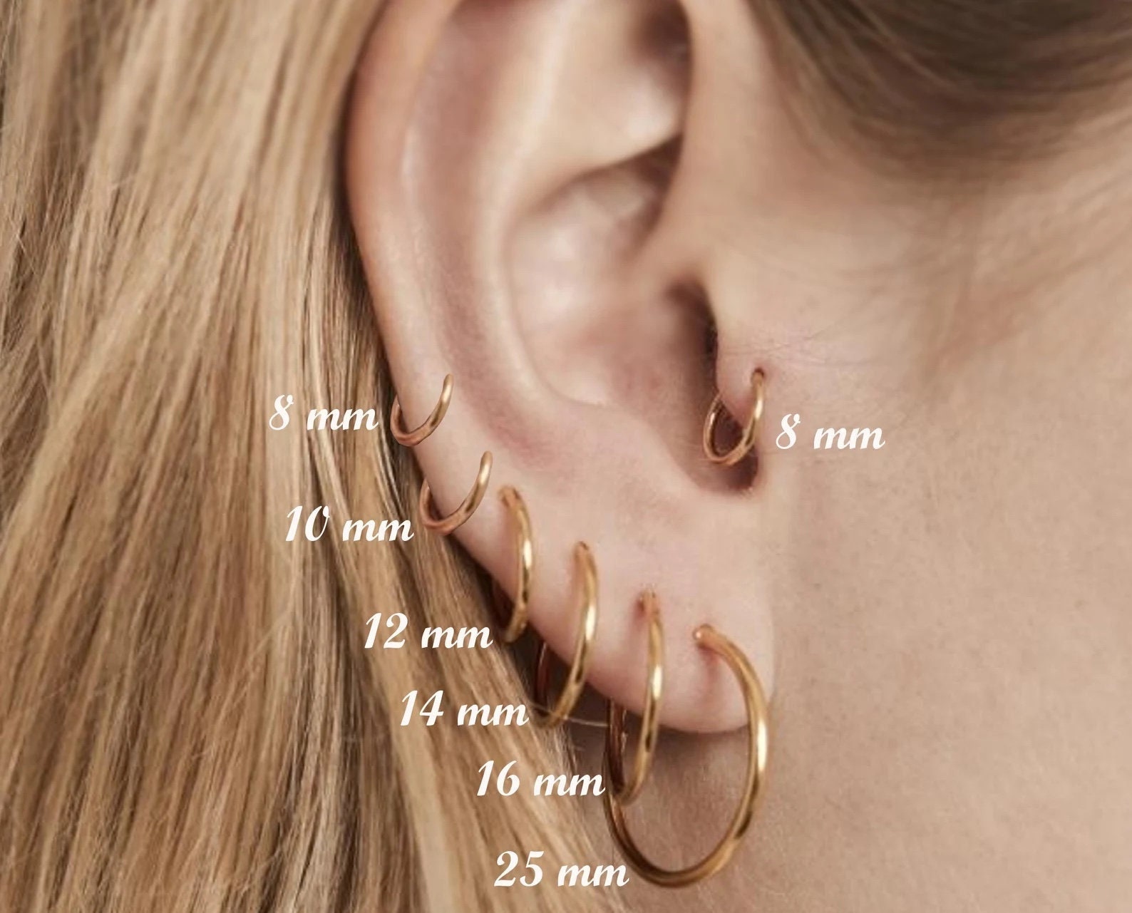 Diamond Stud Earring Size Chart with Actual Photos on Ear  Ryan Hart