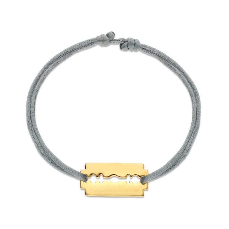 Gold-plated Razor Blade Bracelet on Cord - Etsy Sweden