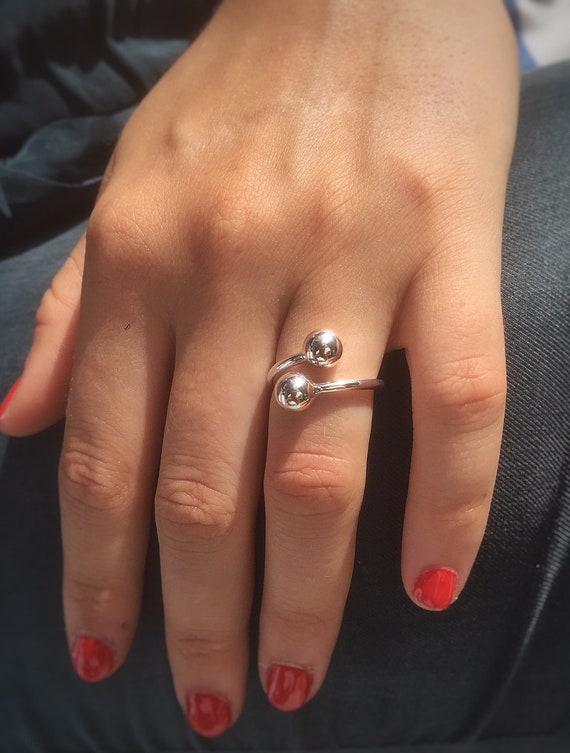 USA Seller Double Ball Ring Sterling Silver 925 Best Deal Jewelry Size 7