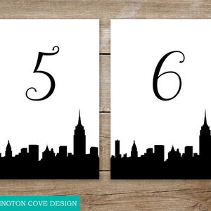 NYC Skyline Table Numbers 1-30 for Wedding or Event • Printable DIY • Instant Download • Downloadable Digital File • Manhattan New York City