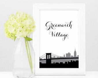 Printable New York City Table Numbers Signs • NYC Wedding • Manhattan Brooklyn Neighborhoods Landmarks • Instant Download Digital • Script