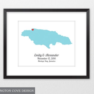 Jamaica mapa boda imprimible • Cartel del libro de visitas • Regalo de aniversario de regalo de boda • Montego Bay Negril Ocho Ríos • Signo descargable digital