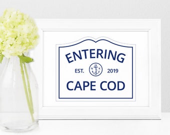 Cape Cod Printable Table Signs • Cape MA Towns & Villages Road Signs • Digital Wedding Table Number Cards • Beach Wedding • Anchor Monogram