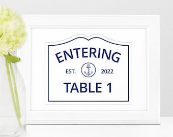 Cape Cod Printable Table Numbers • Martha's Vineyard Nantucket Massachusetts • Wedding Table Number Signs Cards • MA Road Signs • Nautical