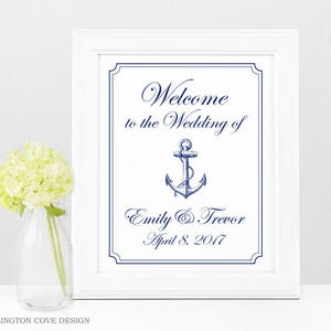 Nautical Wedding Welcome Sign Printable • Navy Anchor Poster • Our Adventure Begins • Digital Download • Elegant Coastal Beach Wedding Decor