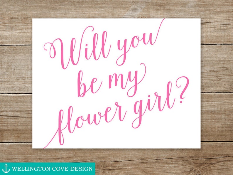 Printable Will You Be My Flower Girl Card Instant Download DIY File Wedding Bridal Party