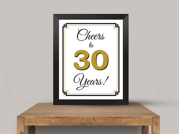 Printable 30th Birthday Sign Or 30th Anniversary Poster Etsy
